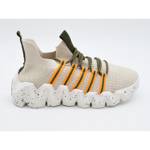 Yoki Calder Womens 10 Sneakers Beige Knit Lace Up Chunky Retro Fashion Shoes - Picture 4 of 10